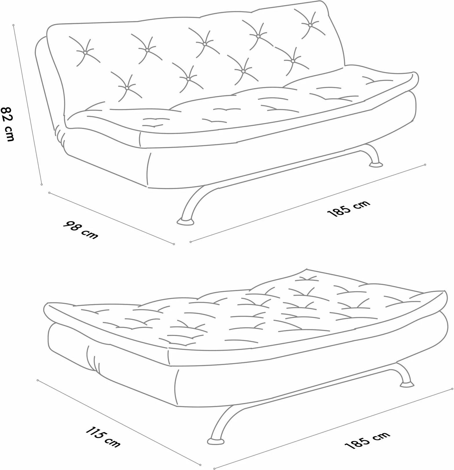 Divan-krevat treshe, ngjyrë jeshile petrol, Rivo