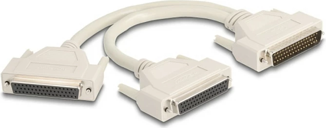 Adapter Y-kabllo splitter DeLOCK, D-Sub HD50 50-pin mashkull në 2x femër, 30 cm, bezhë