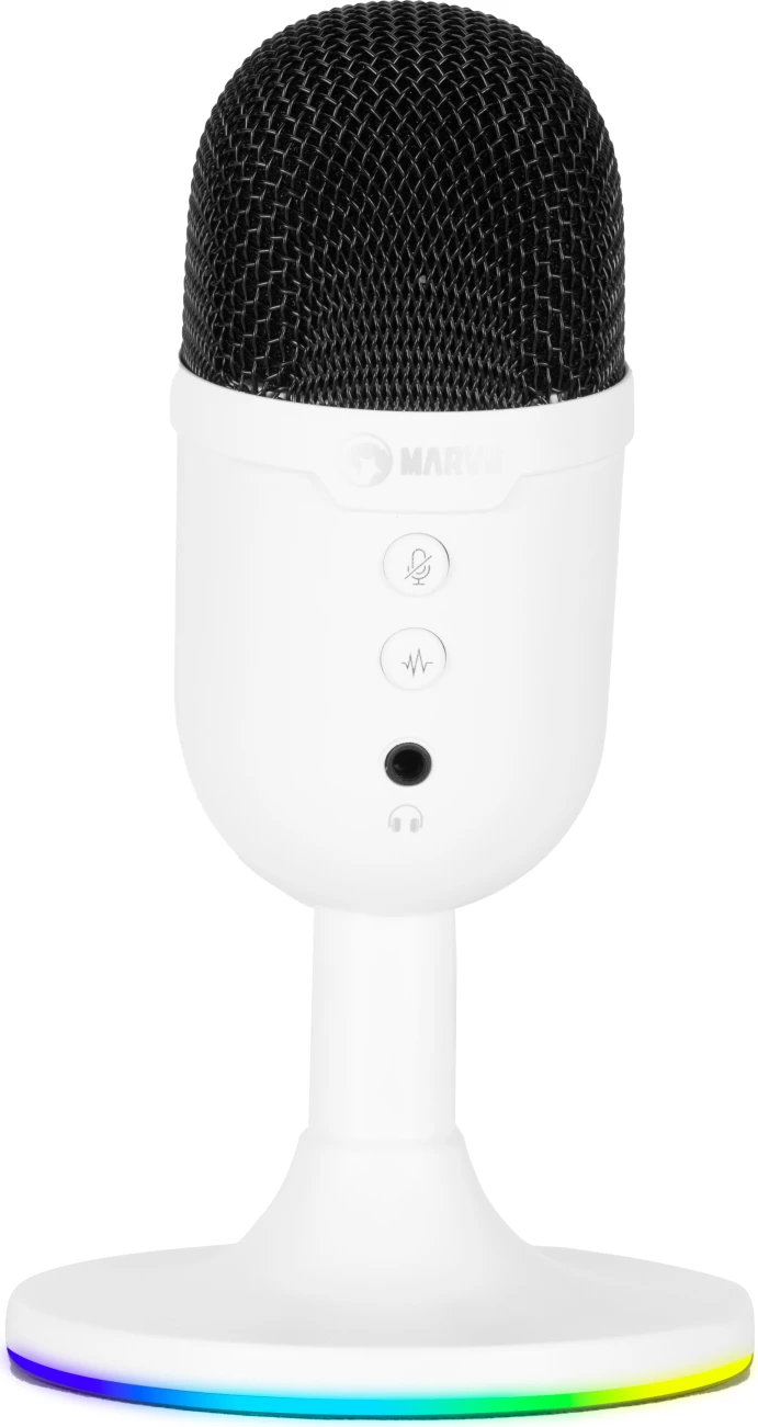 Mikrofon gaming Marvo MIC-06 RGB USB me dalje për kufje, i bardhë