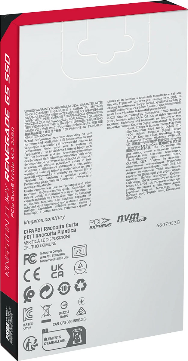 SSD i brendshëm Kingston FURY Renegade G5 M.2 2280 NVMe PCIe 5.0, 8TB, 14800/14000MB/s