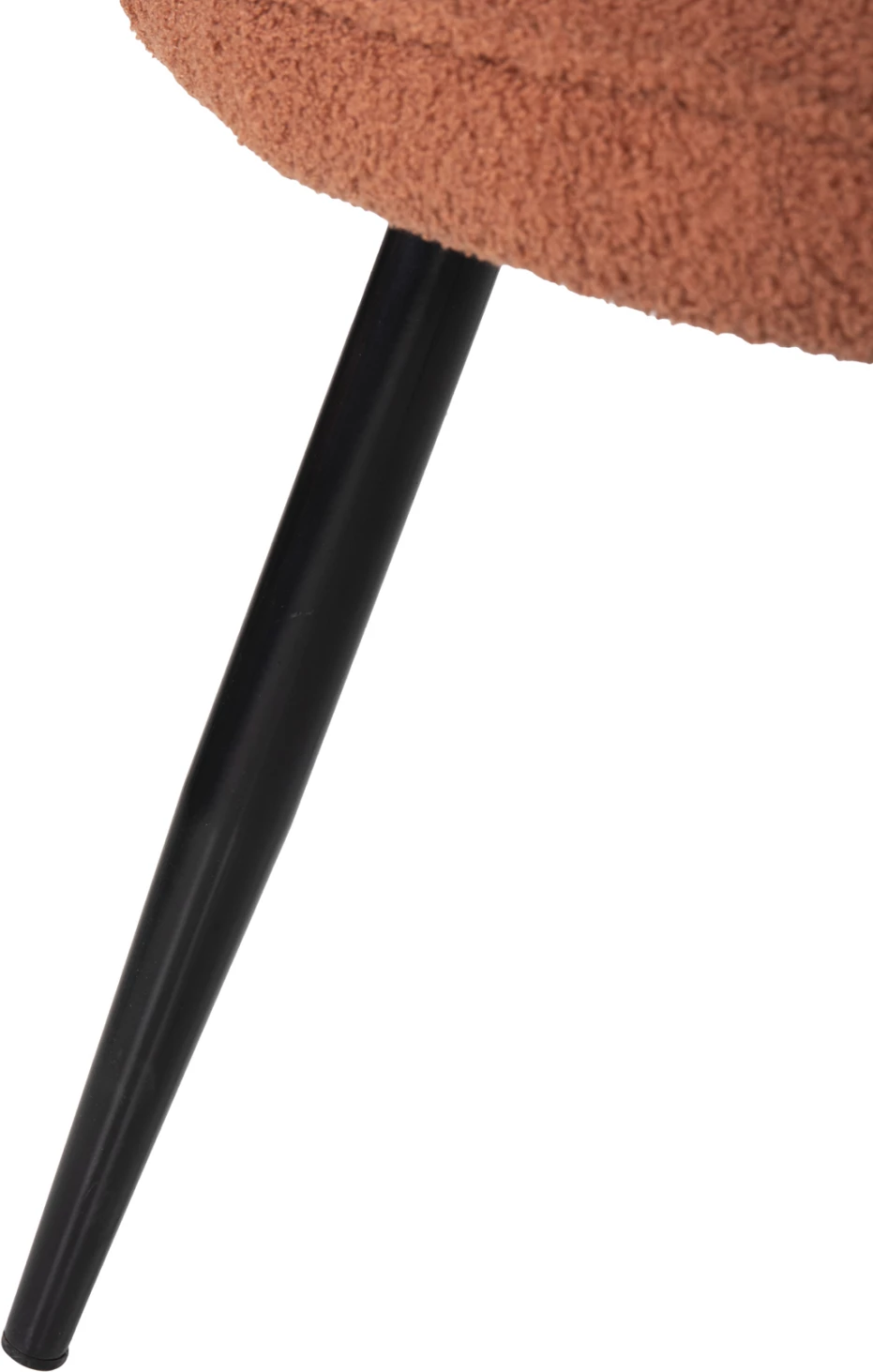 Karrige me mbështetëse këmbësh CRAWLEY FH8918.22, pëlhurë boucle portokalli, këmbë metali të zeza, 70x74x105H cm