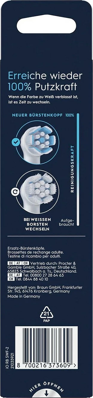 Koka zëvendësuese për furçë dhëmbësh Oral-B iO Sanfte Reinigung 373609, 2 copë, të buta, të bardha