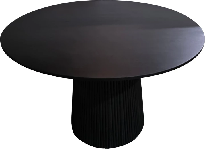 Tavolinë Canicule, dru akacie i fortë, ngjyrë e zezë, D120x75cm