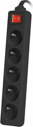 Zgjatues rryme Lanberg PS1-05E-0150-BK, 5 priza Type E, 1.5 m, 2500 W, i zi