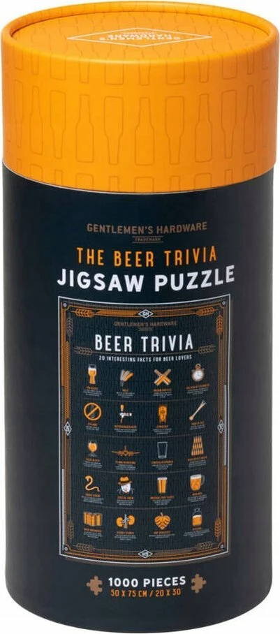 Puzzle Gentlemen’s Hardware Beer Trivia 1000 pjesë, tub dekorativ, zi/portokalli