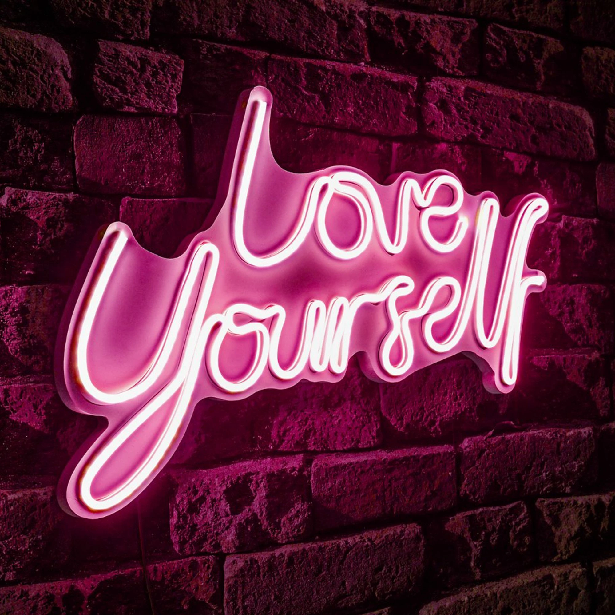 Dritë dekorative LED, plastikë, 'Love Yourself', ngjyrë rozë