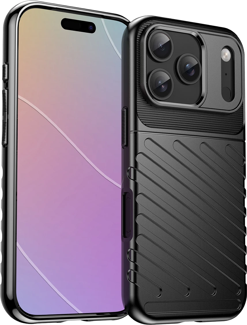 Mbështjellës Hurtel Thunder Case për iPhone 17 Pro, TPU, i zi