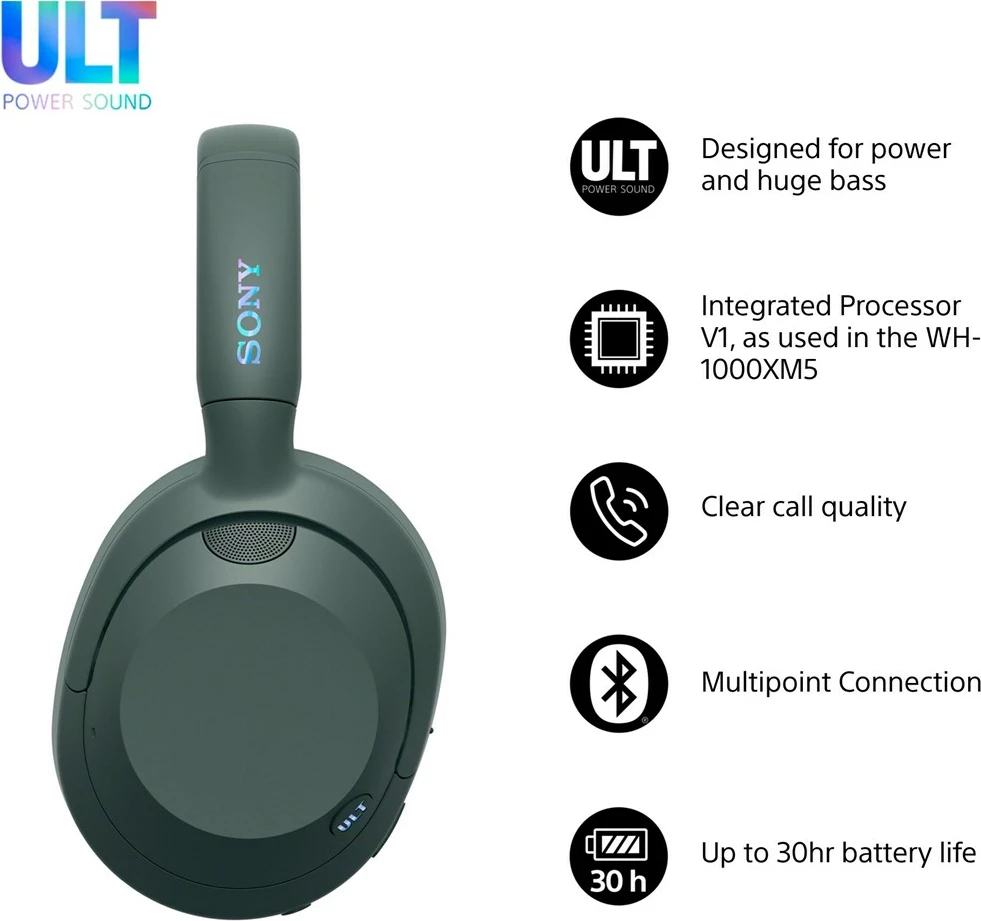 Kufje Sony ULT WEAR WHULT900NH, Wireless Bluetooth, Noise Cancelling, Gjelbër