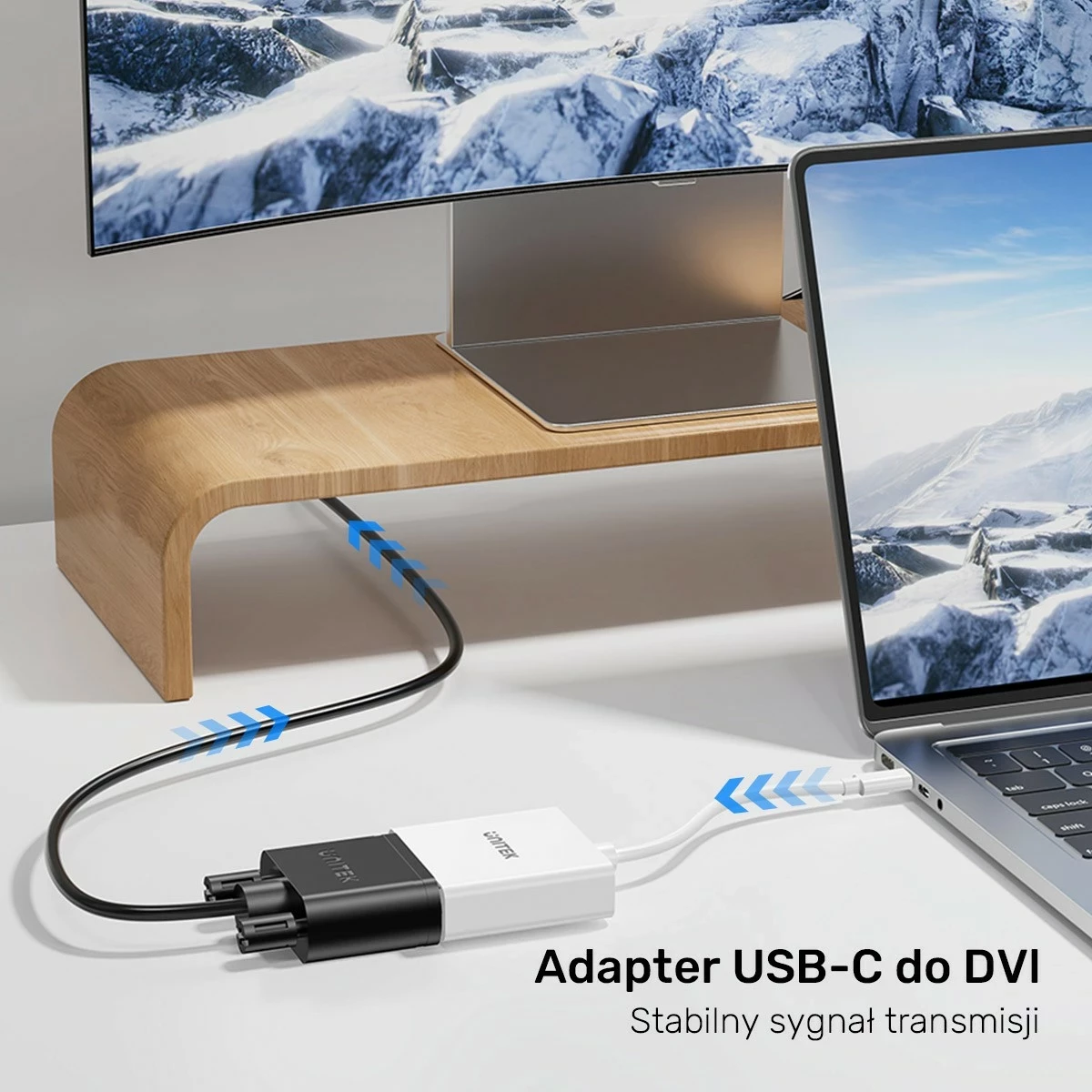 Adapter USB-C në DVI Unitek, 1080P@60Hz, 15cm, bardhë