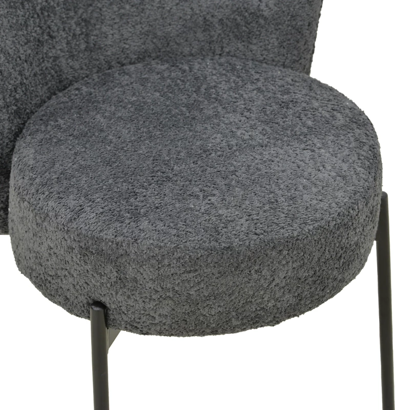 Set 2 karriga Houlian, stof antracit, këmbë metalike të zeza, 46x66x89cm