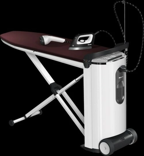 Stacion hekurosjeje me avull Miele B 4847 FashionMaster me ekran, me steamer shtesë, me dërrasë hekurosjeje, bardhë/zi