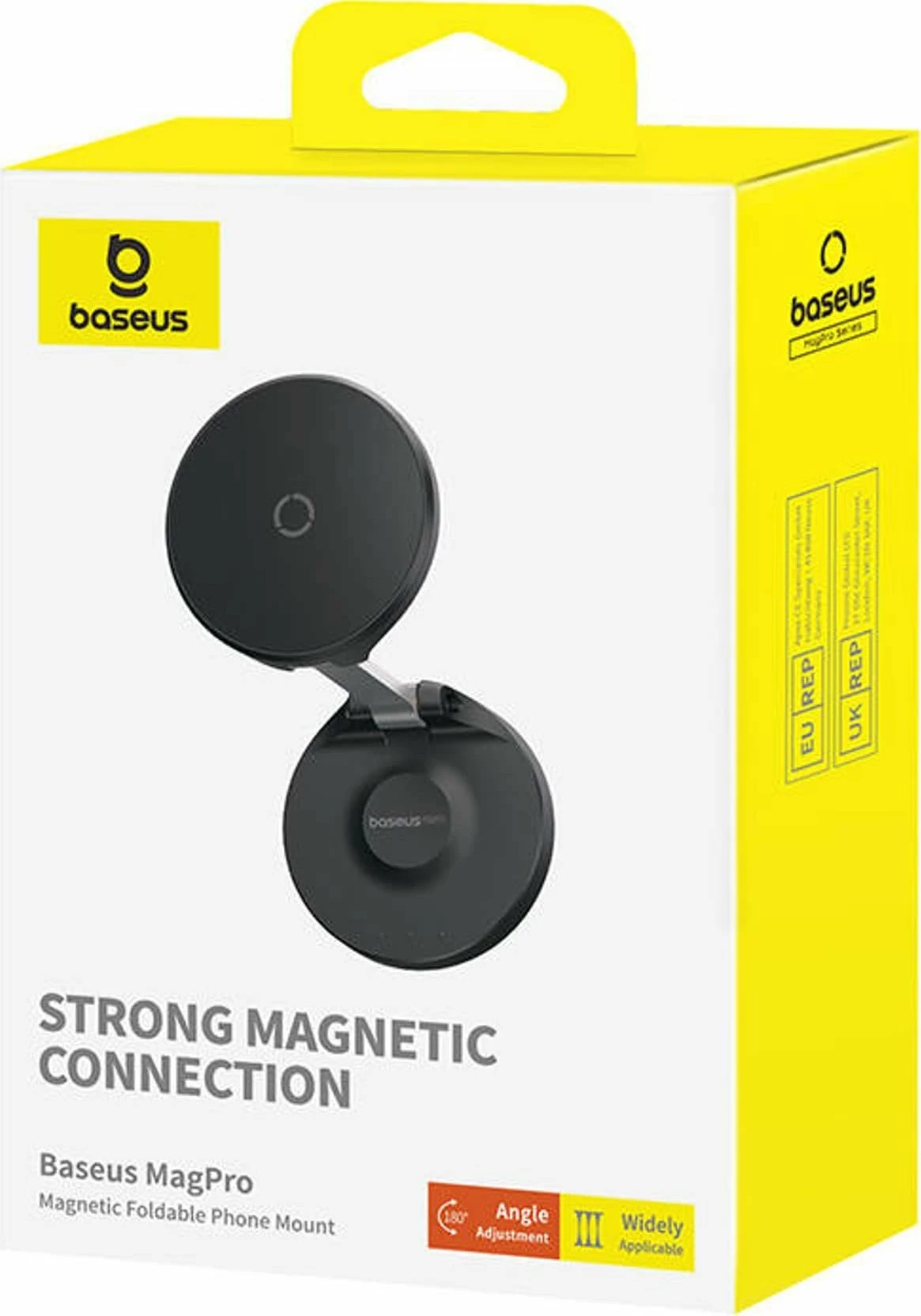 Mbajtëse magnetike për celular Baseus MagPro (MagSafe), montim në panel, rrotullim 360°, e zezë, set me pllakë metalike