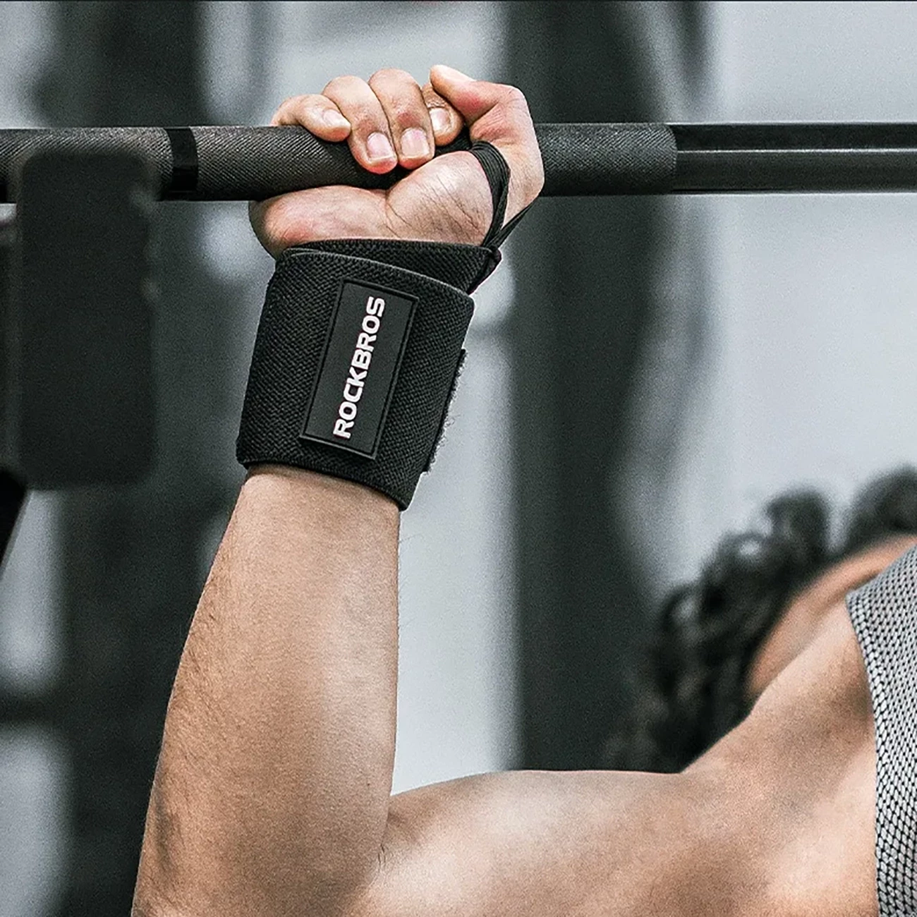 Bandazh kyçi sportiv, Rockbros, 0431001, gjerësi 8 cm, gjatësi 56 cm, set 2 copë, e zezë