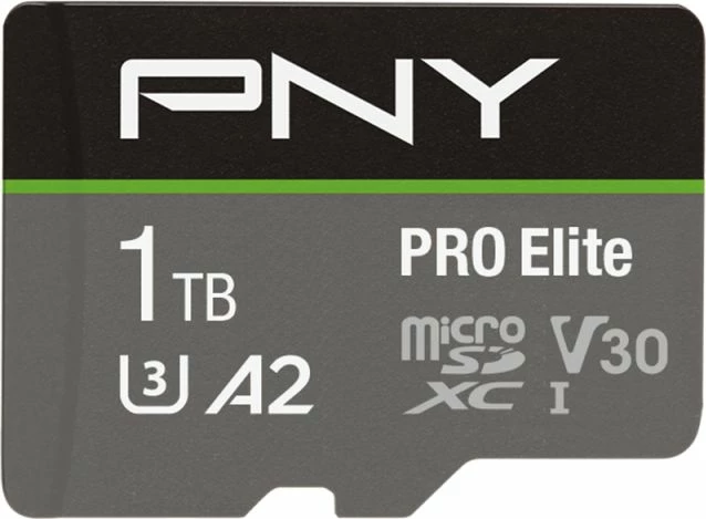 Kartë memorie PNY PRO Elite microSDXC 1 TB, Class 10 UHS-I/U3 A2 V30, me adapter (P-SDU1TBV32100PRO-GE)