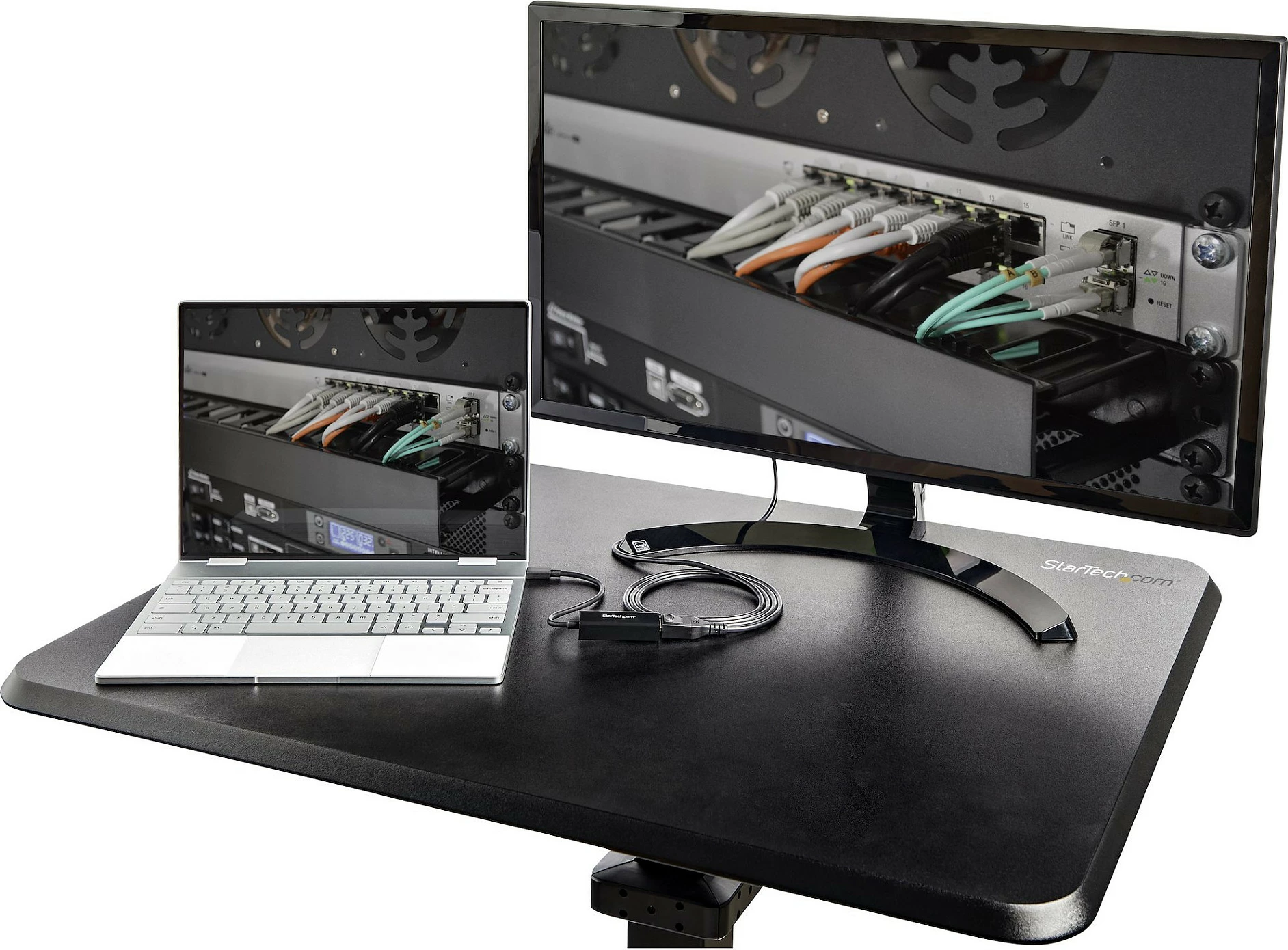 Tavolinë pune mobile StarTech STSCART2, sit-stand, rregullim lartësie 750-1200 mm, 30 kg, e zezë