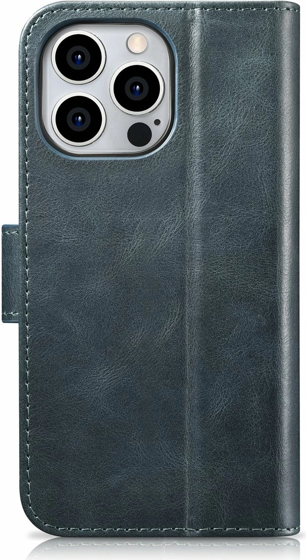 Mbështjellës iCarer Oil Wax Wallet 2in1 për iPhone 14 Pro Max, lëkurë, Anti-RFID, blu