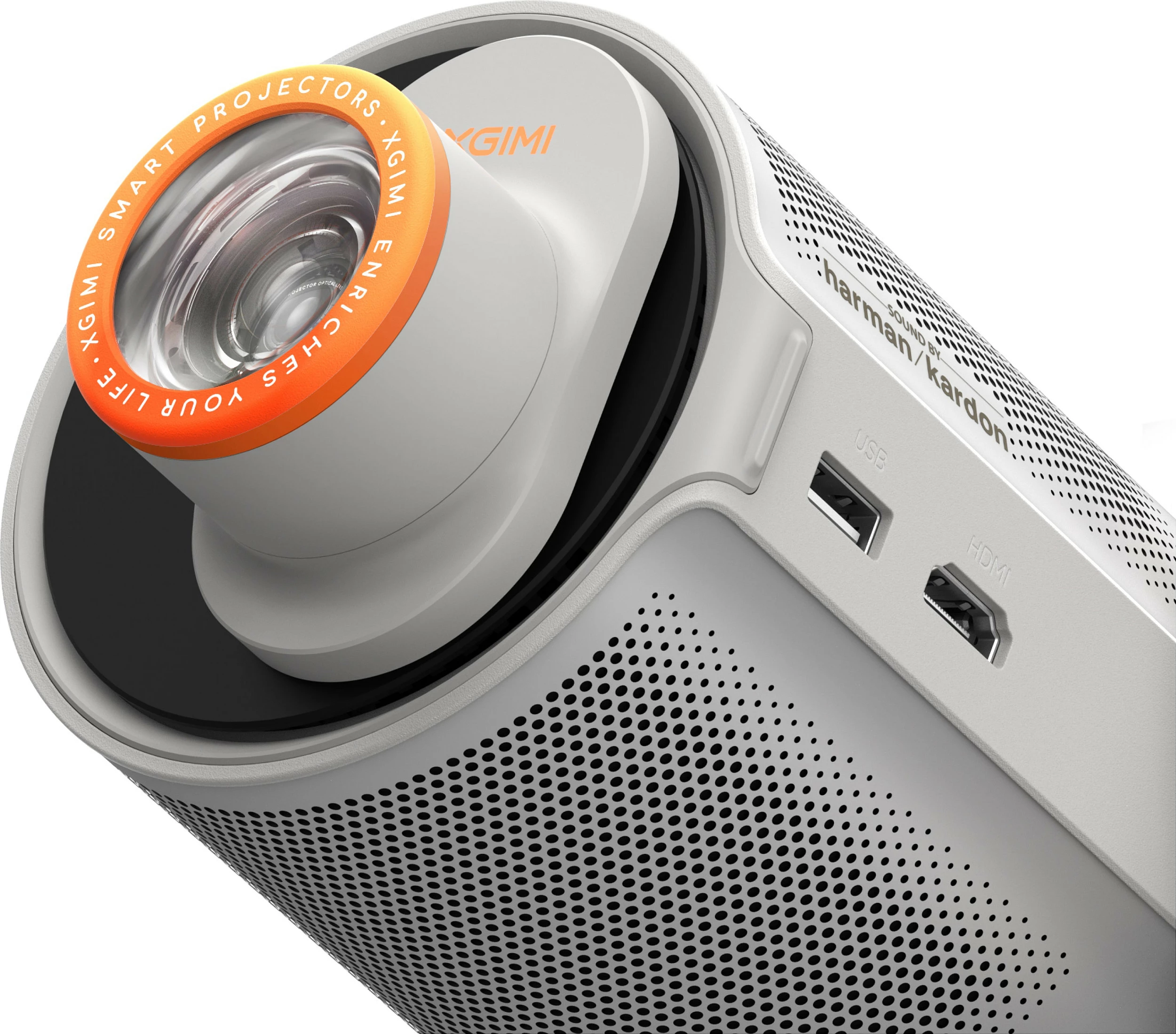 Projektor portativ XGIMI MoGo 4 WK03K, DLP Full HD 1080p, 450 ISO lm, 32GB, me bateri, gri/portokalli