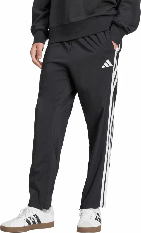 Pantallona meshkuj adidas Essentials 3-Stripes Stanford Open Hem JC8491, të zeza