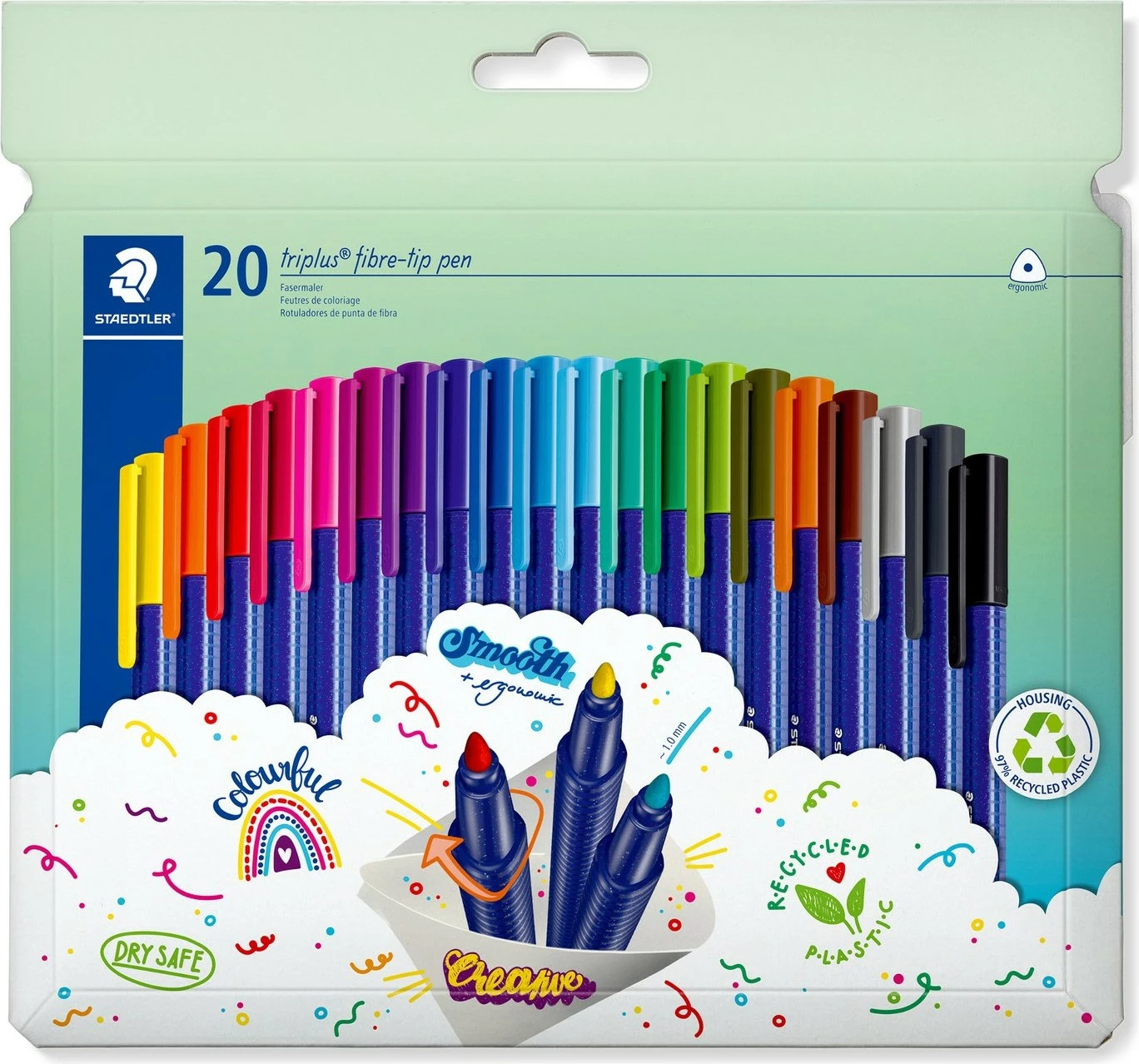 Set lapsa me ngjyra STAEDTLER 323 triplus color 20 copë, plastikë e ricikluar, multikolor