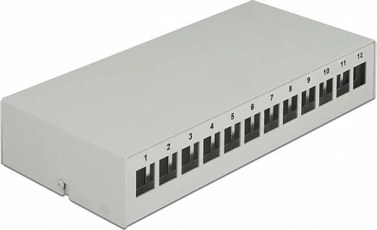 Patch panel DeLOCK Keystone 12-port, metal, gri