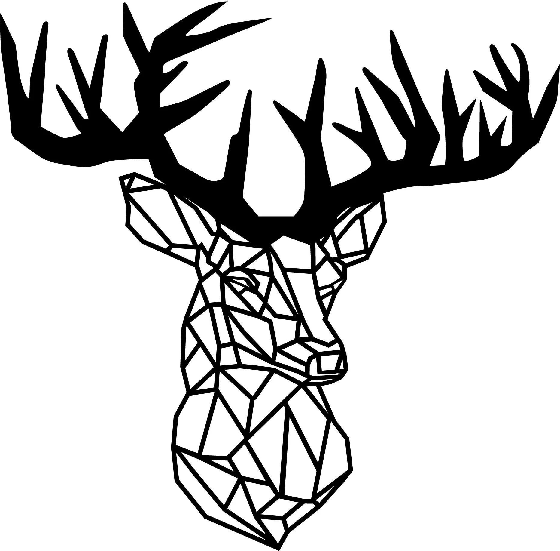 Aksesor dekorativ metalik për mur, Wallity, Deer3, ngjyrë e zezë, 50x49cm