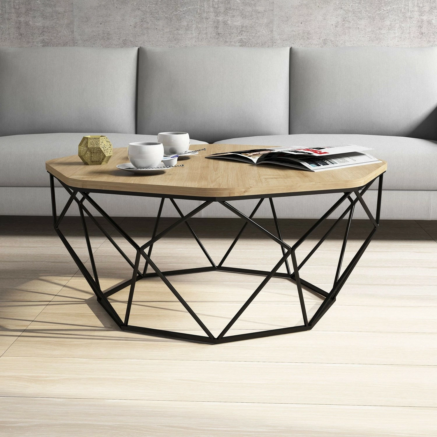 Tavolinë kafeje Skye Decor, model Diamond, ngjyrë lisi