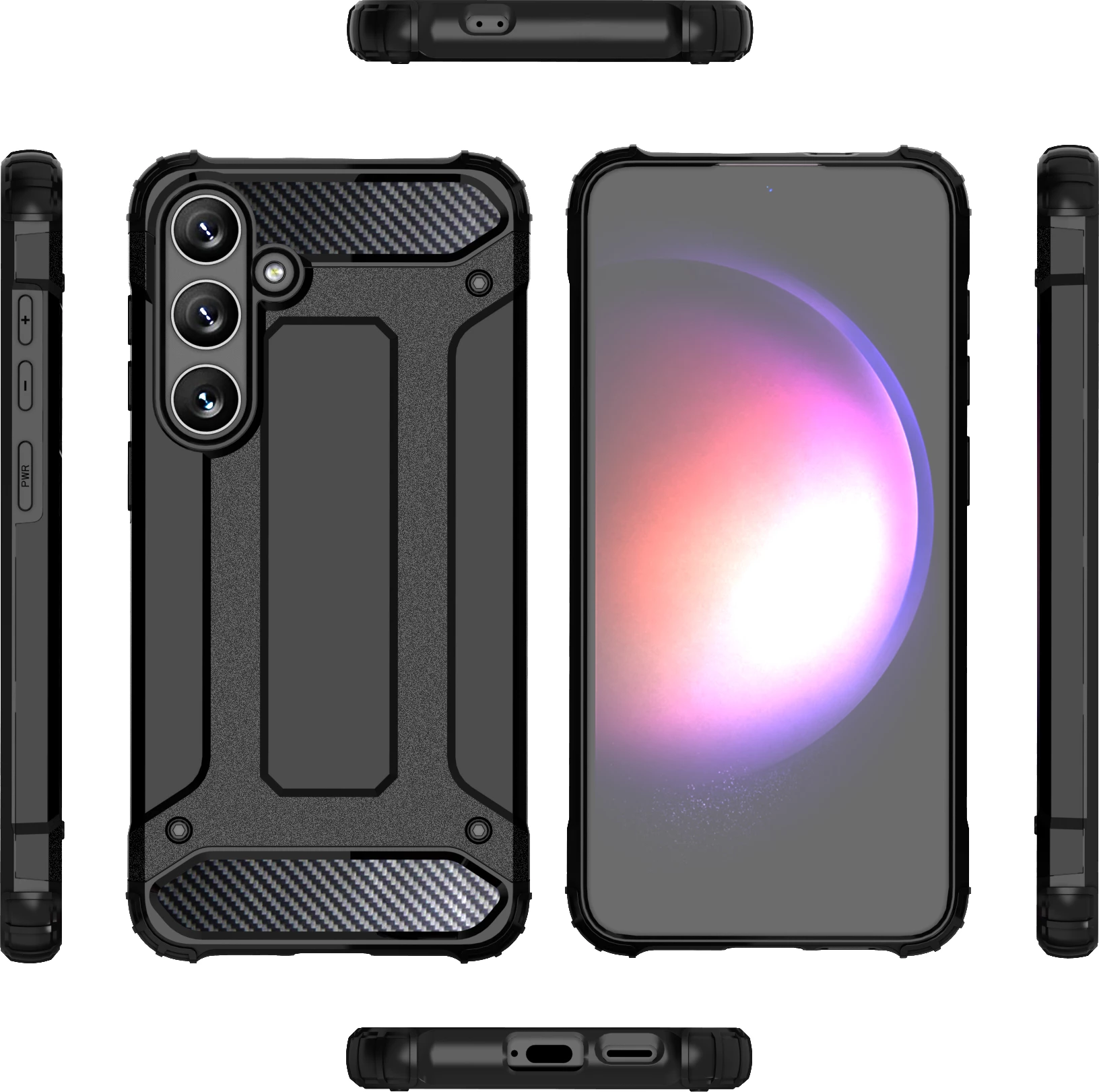 Mbështjellës Hurtel Hybrid Armor për Samsung Galaxy S24+, i zi