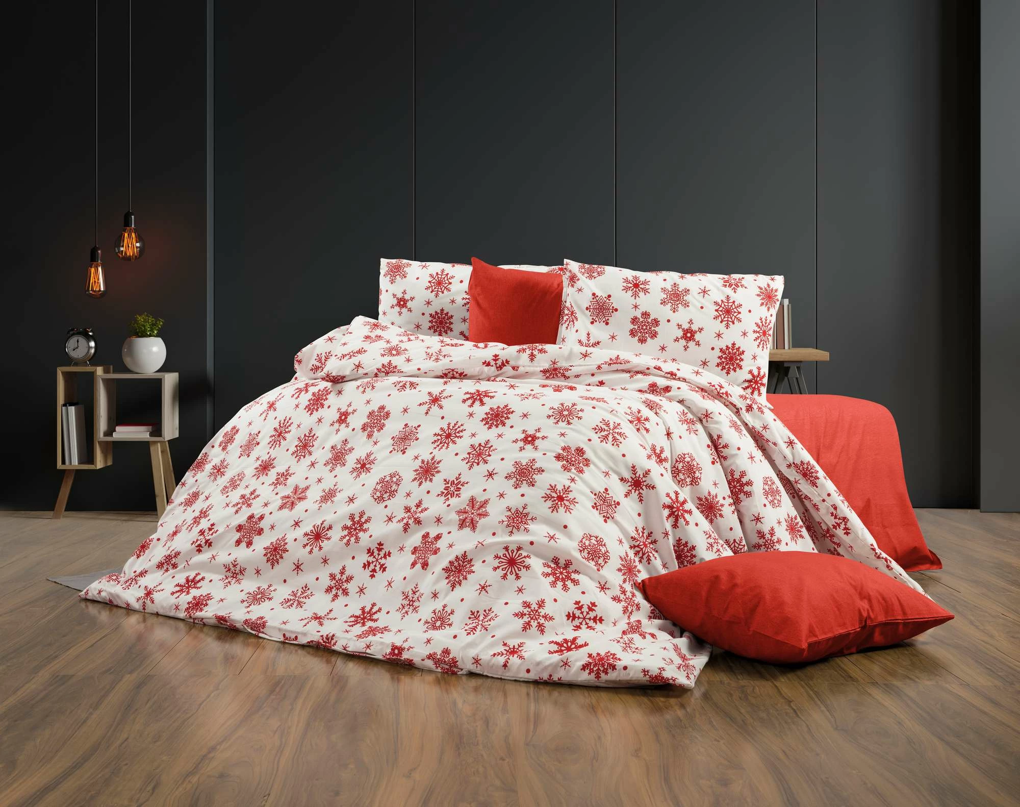 Set mbulesë për jorgan, njësh, L'essentiel, e bardhë e kuqe, Chr-Coverset-4