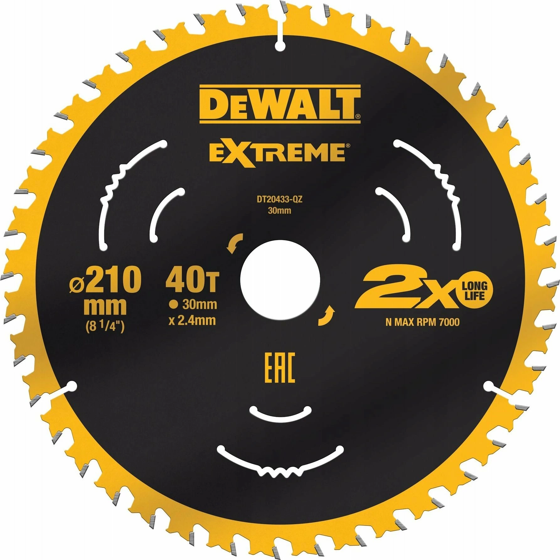 Disk sharrë rrethore DeWalt Extreme DT20433 210 x 30 mm, 40 dhëmbë, për dru