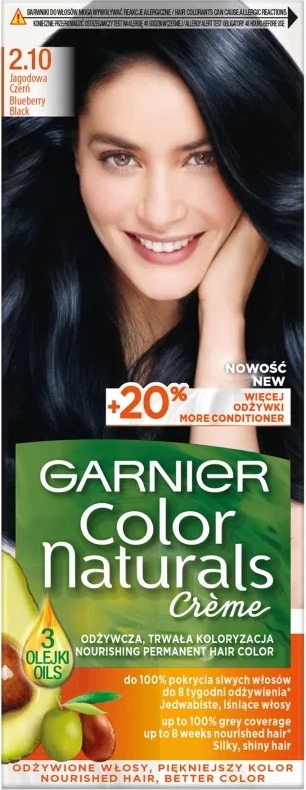 Ngjyrë për flokë për femra Garnier Color Naturals Creme 2.10 E zezë e egër, 1 copë