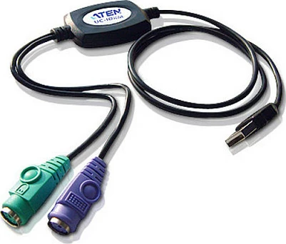Adapter ATEN UC10KM PS/2 në USB, 0.9 m, 2x Mini-DIN në USB-A, i zi