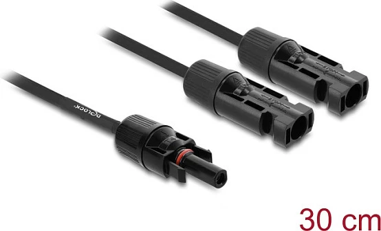 Kabllo splitter solare DeLOCK DL4, 2x mashkull në 1x femër, 30 cm, IP67, e zezë
