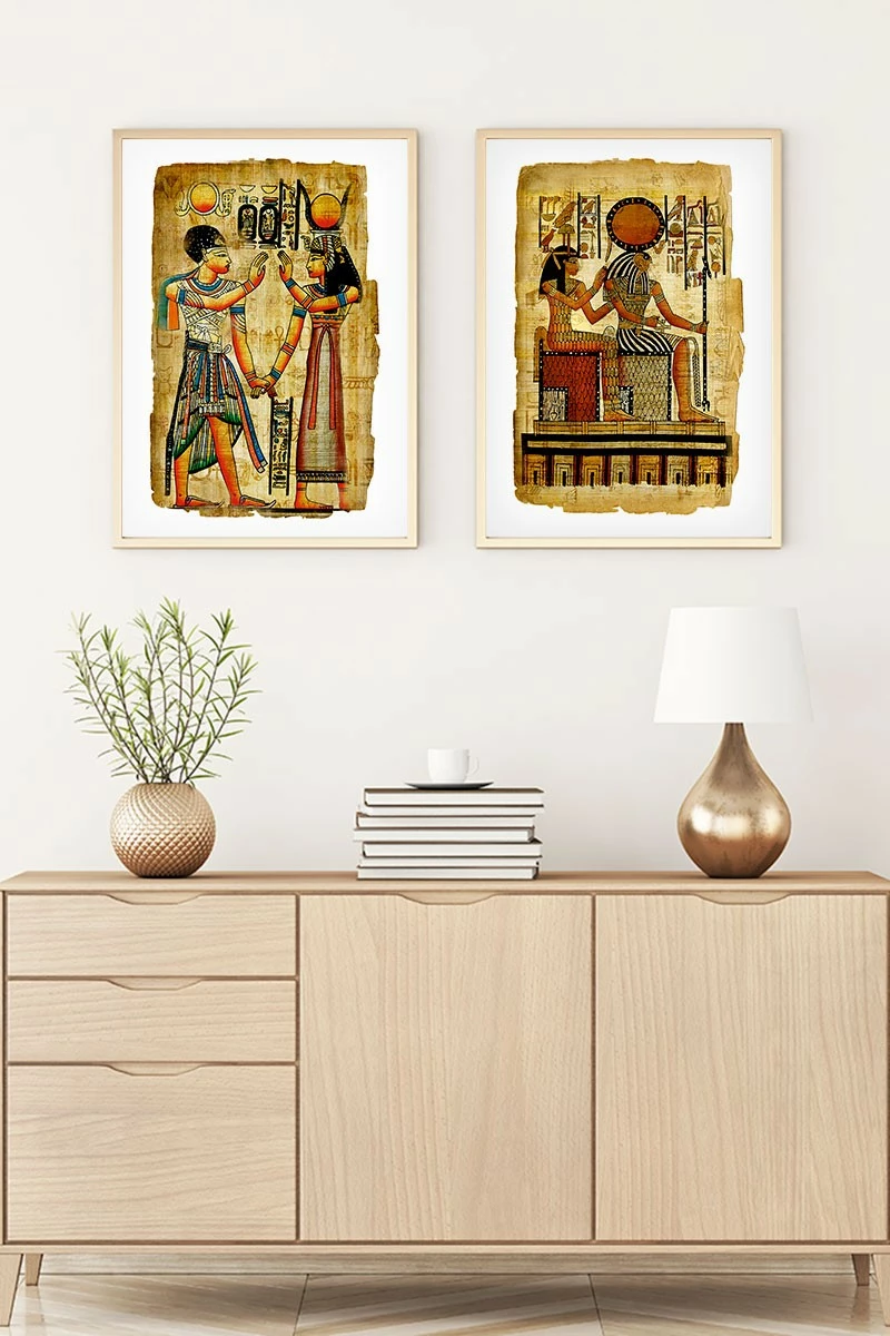 Piktura dekorative me kornizë MDF (2 copë), Wallity, Huhu180, 70x50cm