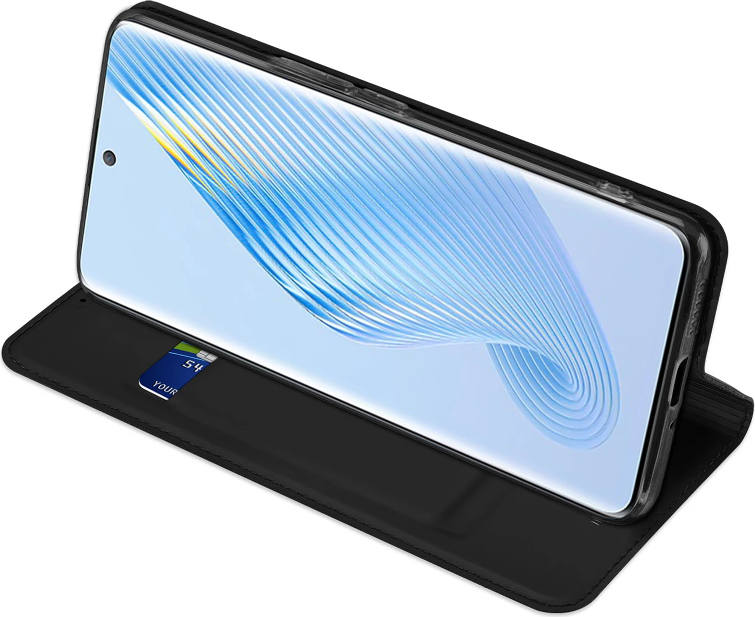 Mbështjellës Dux Ducis Skin Pro për Honor Magic5, me kapak, xhep kartele dhe funksion standi, i zi