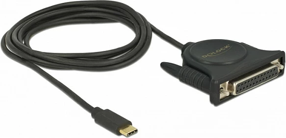 Kabllo adapter DeLOCK 62980, USB-C në DB25 (paralel), 1.8 m, e zezë