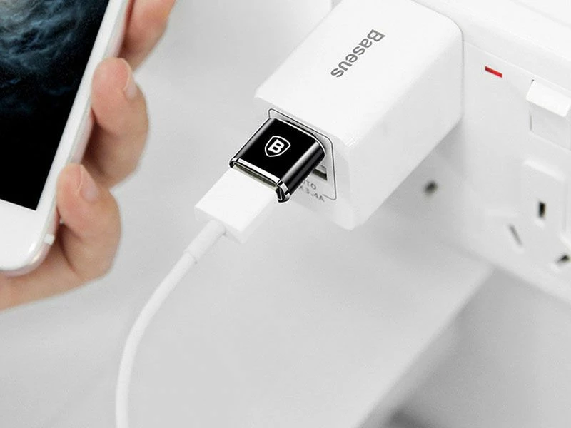 Adapter Baseus 27625-uniw USB-A në USB-C, USB 2.0, OTG, 2.4A, i zi