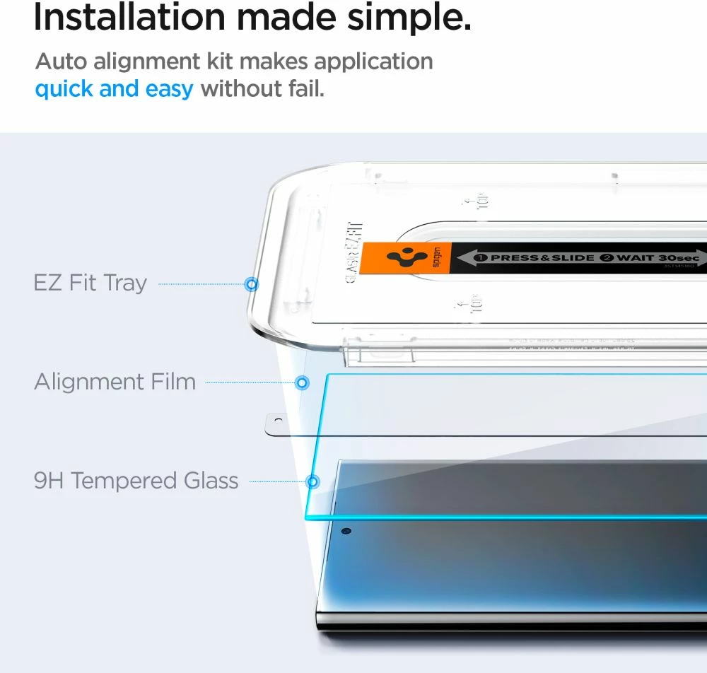 Mbrojtës ekrani xham i temperuar Spigen Glas.tR EZ Fit për Samsung Galaxy S24 Ultra, 2 copë
