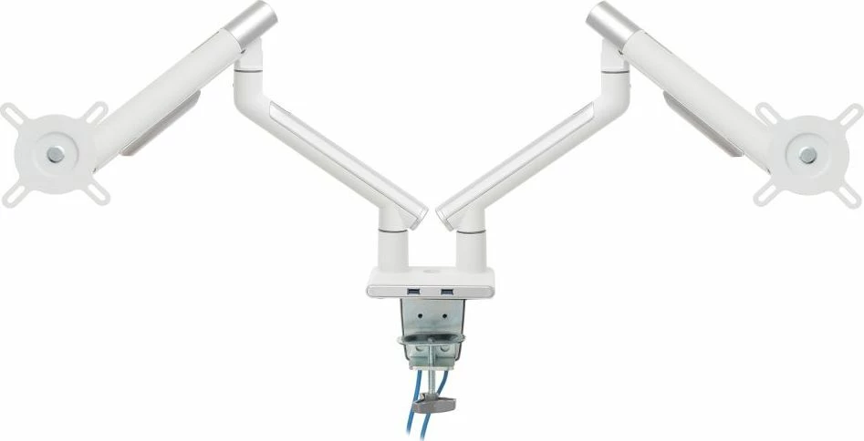 Mbajtëse monitori për tavolinë Art RAMM L-20GD, për 2 monitorë 17\"-32\", VESA 75x75/100x100, deri 9 kg, gas spring, e bardhë