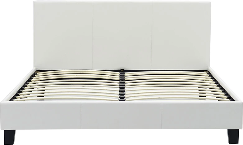 Krevat dopio Nevil, lëkurë PU e bardhë mat, 150x200