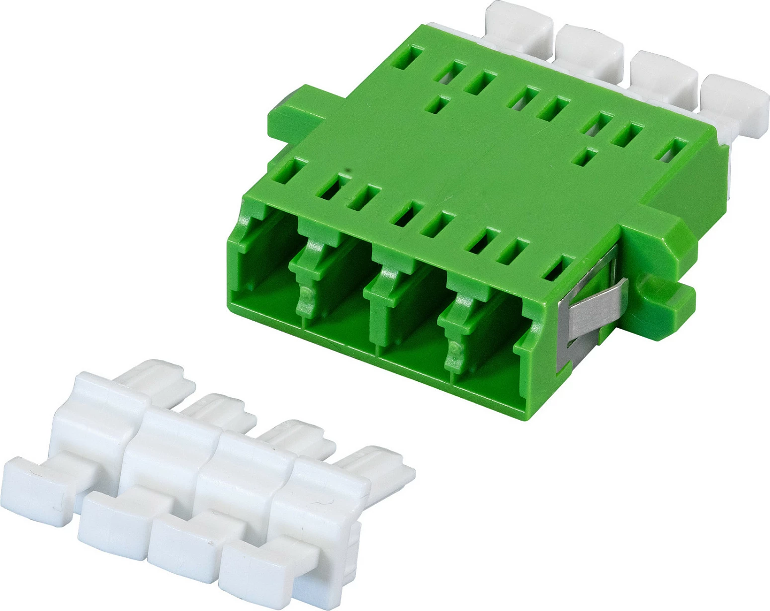Adapter fibër optike EFB Elektronik LC/APC Quad OS2, me shutter, gjelbër