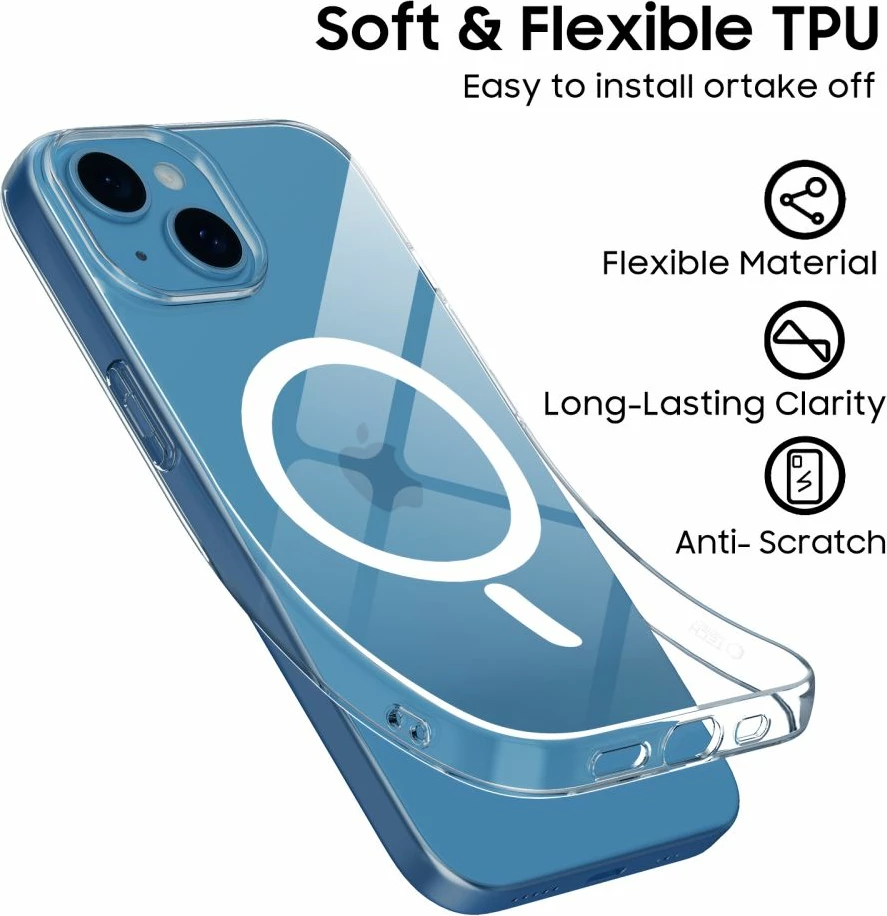 Mbështjellës Tech-Protect FlexAir MagSafe për iPhone 13 mini, Transparent