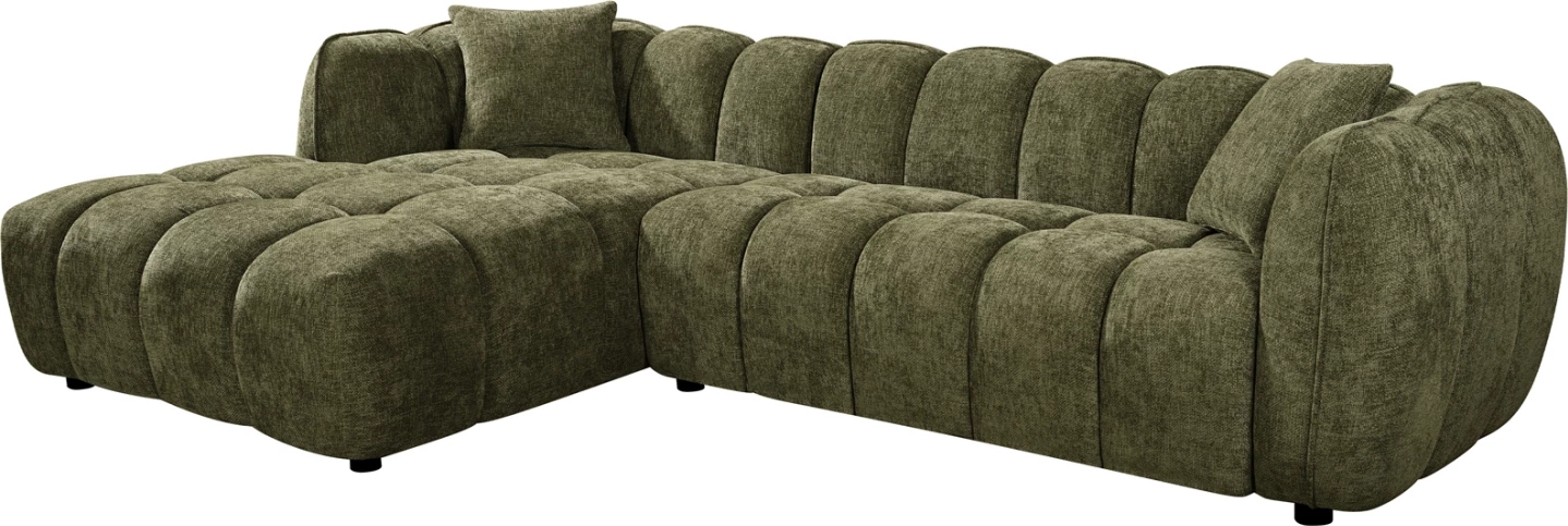 Këndore e majtë LYKKE, material jeshil, FH3326.03L, 280x89-165(chaise)x70cm