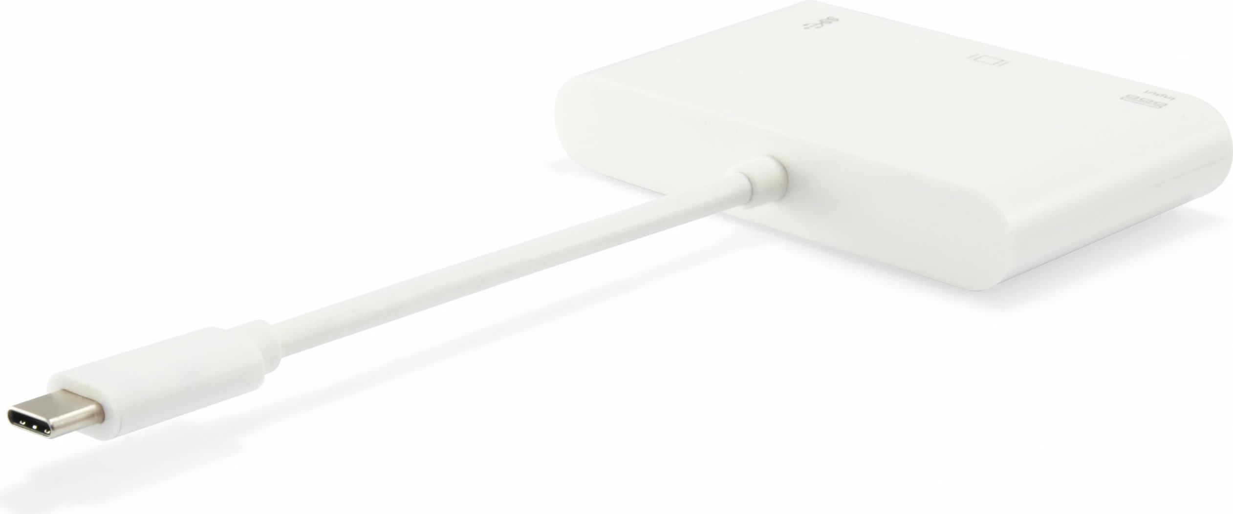 Adapter USB Type-C në VGA/USB-A/PD Equip, USB 3.2 Gen 1, e bardhë