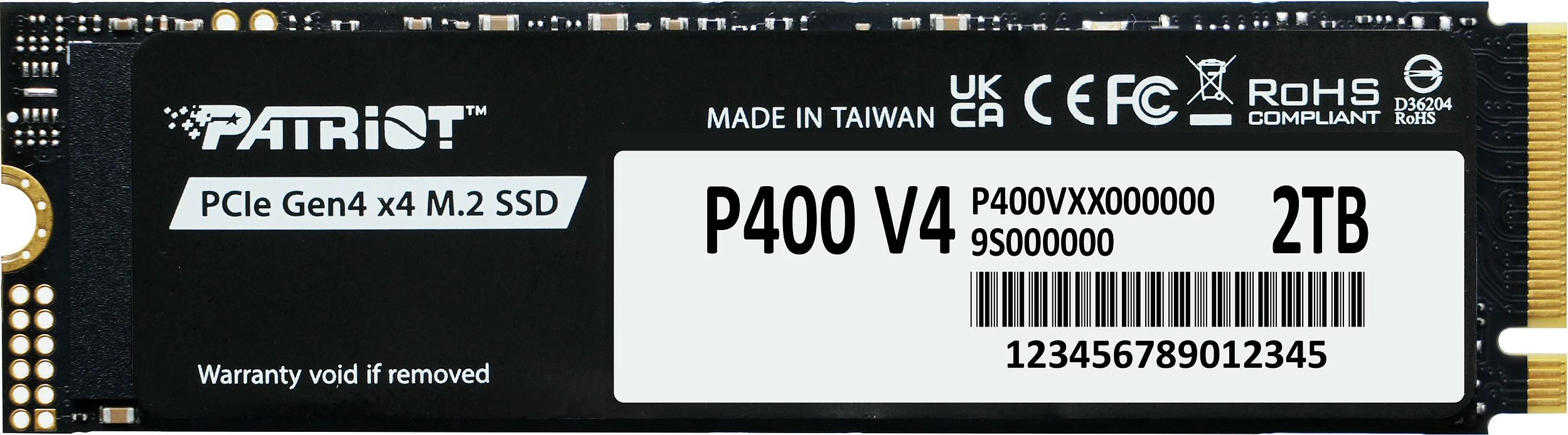 SSD Patriot P400 V4 2TB, M.2 NVMe PCIe 4.0 x4 2280, e zezë