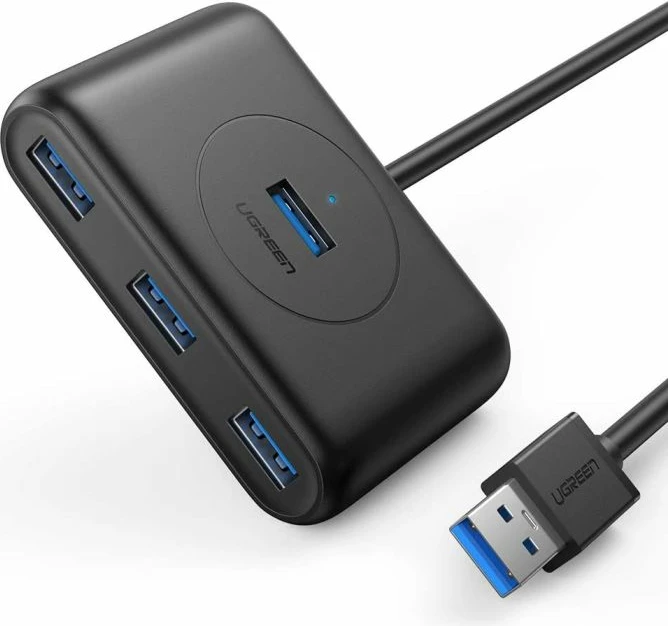 USB hub UGREEN 20291, 4 porte USB 3.0, kabllo 1 m, e zezë, në kuti