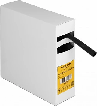 Tub termo-tkurës DeLOCK 5 m x 9.5 mm, 3:1, me ngjitës, i zi