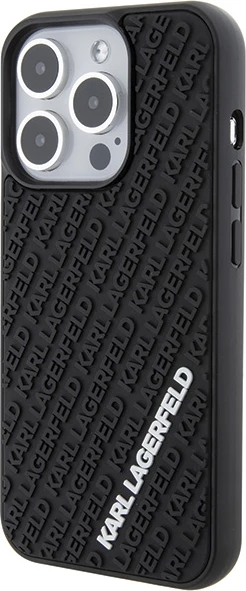 Mbështjellës Karl Lagerfeld 3D Rubber Multi Logo për iPhone 15 Pro, i zi
