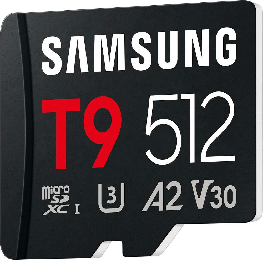 Kartelë memorie microSD Samsung T9 512GB, UHS-I U3 V30 A2, 200/130 MB/s, e zezë