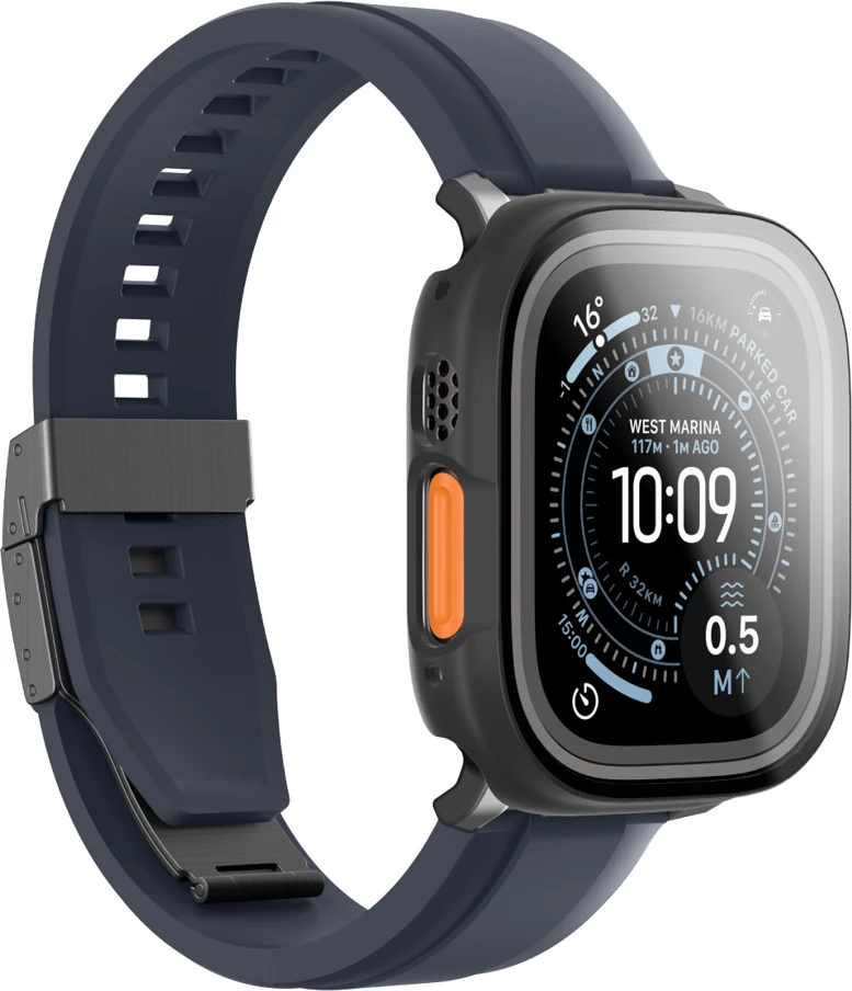 Mbrojtës xhami me kasë për smartwatch, AmazingThing Radix FullGuard, Apple Watch Ultra 3 49mm, xham 9H, kompatibil me karikim wireless, e zezë