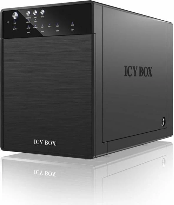 Kasë eksternale për 4x 3.5" HDD SATA ICYBOX IB-3640SU3, USB 3.0/eSATA, JBOD, e zezë